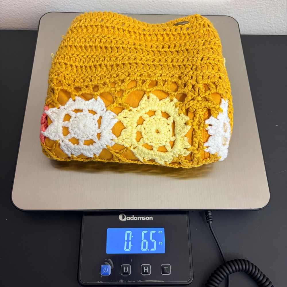 Mora Mustard Yellow Crochet Floral Medallion Fringe Mini Skirt One Size Boho - Picture 8 of 8